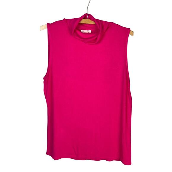 NWT Riley & Rae Hot Pink Soft Lightweight Sleeveless Turtleneck- Size L - Picture 1 of 6